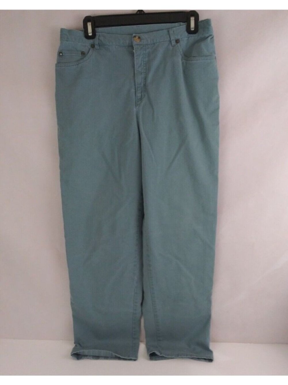 Vintage Koret Women's Blueish Green Stretch Straight Leg Jeans Size 12